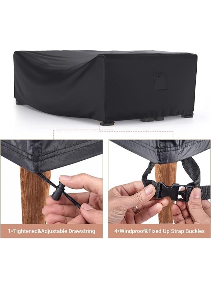 أغطية أثاث فناء شديدة التحمل مقاومة للماء، مجموعة أغطية كنبة مقسمة وترابيزة وكرسي الفناء للأماكن الخارجية، 2.2 متر × 1.5 متر × 71.8 سم (طول × عرض × ارتفاع) - Image 2